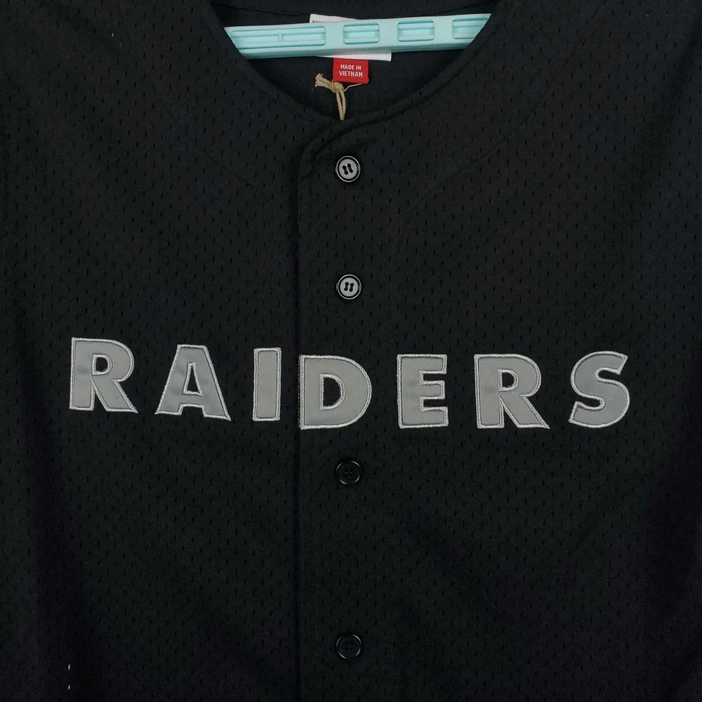 Oakland Raiders Mitchell & Ness NFL Small‎ Button Up Jersey Black Gray NWT - Picture 3 of 8
